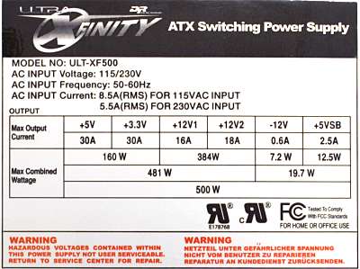 Ultra Products X-Finity ULT-XF500 (500W)